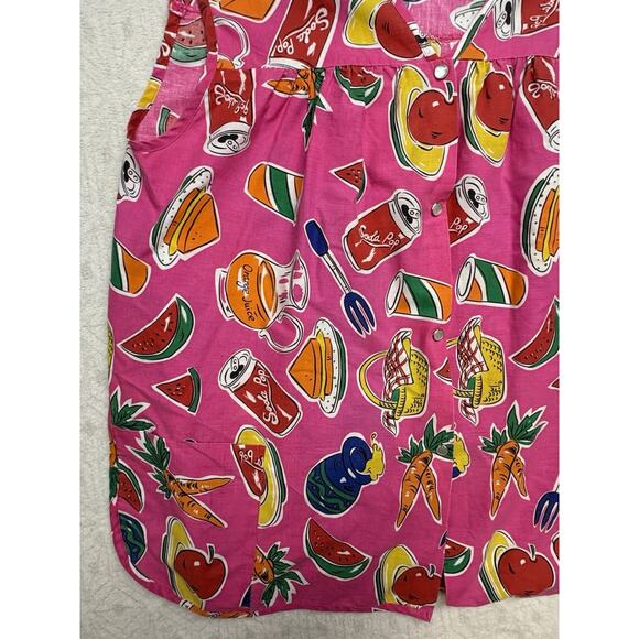 VTG MOON DANCE APRON SMOCK KITCHEN FUNKY SHIRT FRONT PEARL SNAP Sz 2XL - Picture 3 of 6